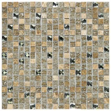 Imagem de Kit 1m² Pastilha de Vidro e Mesclada 30cm X 30cm Bege