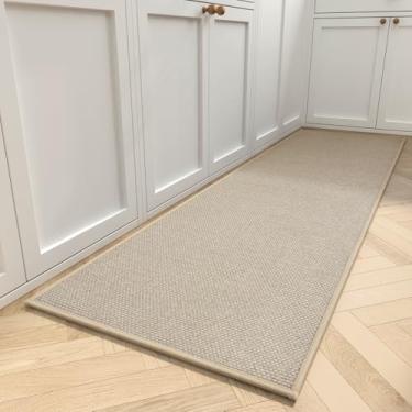 Imagem de MontVoo Tapetes e tapetes de cozinha antiderrapantes laváveis, tapetes absorventes para cozinha, frente da pia, tapetes de cozinha para chão (bege claro, 51 x 178 cm)
