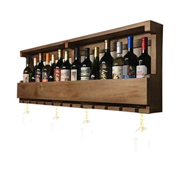 Imagem de Prateleira para garrafa de vinho Suporte de parede de madeira Suporte vintage Suporte de vinho rústico organizador de parede 60 * 42 cm ()