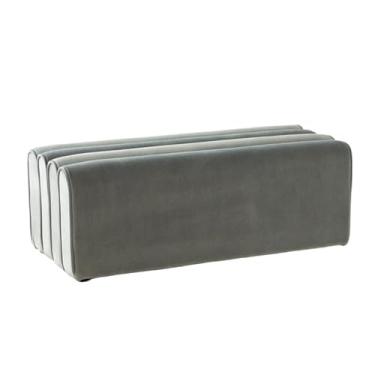 Imagem de KHUTRW3D Banco de troca de sapatos moderno para entrada de casa moderna retangular cabeceira loja de roupas sofá porta de entrada banco entrada (cinza)
