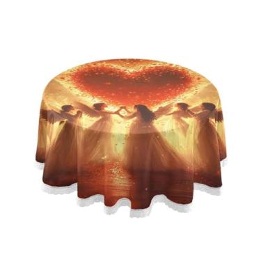 Imagem de Qilmy Toalha de mesa redonda de palmeira de treliça verde, 152 cm, resistente à água, à prova de derramamento, capa de mesa grande para jantar de reunião de família em ambientes internos e externos