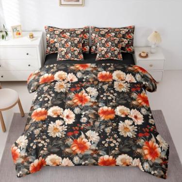 Imagem de Erosebridal Conjunto de edredom floral vintage boêmio em uma bolsa, tamanho Queen, 7 peças, botânico, natural, decoração de quarto com lençóis