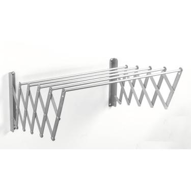 Imagem de HILLHOUSE Escorredor de parede sanfonado, arejador de roupas retrátil de aço inoxidável, escorredor de roupa dobrável, suporte de toalha de pendurar (70 cm) (70)