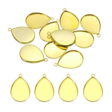 Imagem de PATIKIL Bandejas de pingente para fabricação de joias, pingentes em branco, configuração de bisel de lágrima de liga de zinco, base plana para colar, pulseira, foto, berloque, arte, suprimentos, 13 x