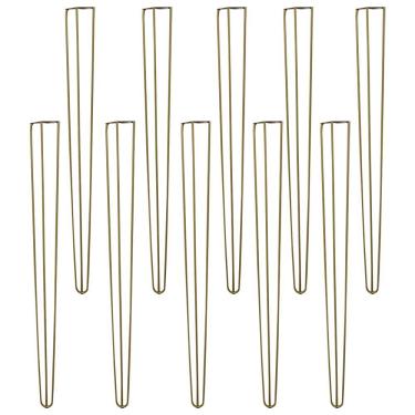 Imagem de Kit 10 Pés de Metal 90 CM Hairpin Legs Aparador e Mesa de Canto Dourado