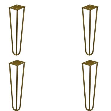 Imagem de Kit 4 Pés de Metal 25 CM Hairpin Legs Rack e Puffs Dourado