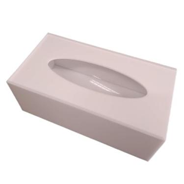 Imagem de Caixa Porta Lenços de Papel ou Interfolha em Acrílico Branco 3mm com Tampa de Correr 25x12x7cm