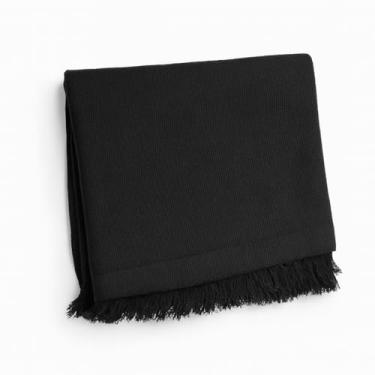 Imagem de Manta 100% Algodão 2.40x1.80 Mts Gigante Manta para Sofá Decoração Quarto e Sala (preto)