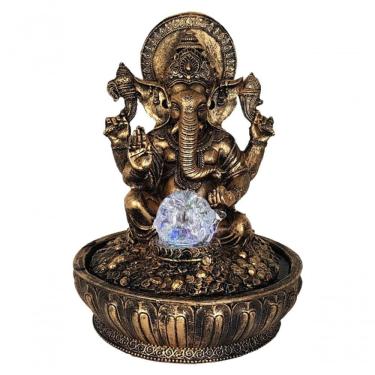 Imagem de Fonte água Ganesha Dourada Sala Quarto Jardim Luz Bombinha