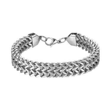 Imagem de Pulseira Masculina De Corrente Dupla Em Aço Inoxidável, Joia Punk, Pre