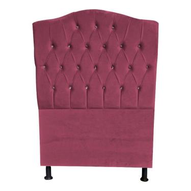 Imagem de Cabeceira De Cama Box Princesa Solteiro 90 Cm Botão Strass Suede Rosê Eli Móveis