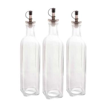 Imagem de Kit 3 Garrafas Para Azeite De Vidro Com Tampa Lyor 510ml