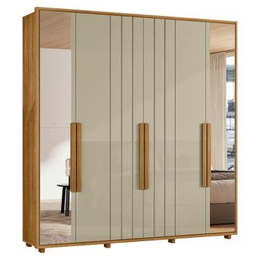 Imagem de Guarda Roupa Casal Veronese 06 Portas Com Espelhos 230 Cm Cumaru Opala Madetec Cumaru Opala
