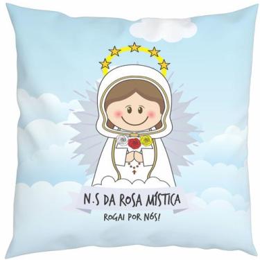 Imagem de Almofada Com Enchimento Oração Santinho Nossa Senhora da Rosa Mística 