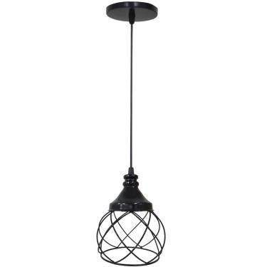 Imagem de Pendente Aramado E s f e r a B a l o n ê Preto Lustre Luminária Teto Regulável Sala Cozinha Industrial Agp