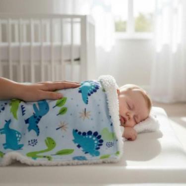 Imagem de Cobertor laço bebê printed sherpam dino 100cmx75cm