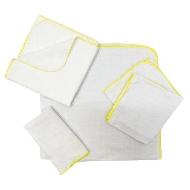 Imagem de Kit 4 Fraldas Neutro Bebê Fraldão + Cueiro + Boca + Ombro - Dugu