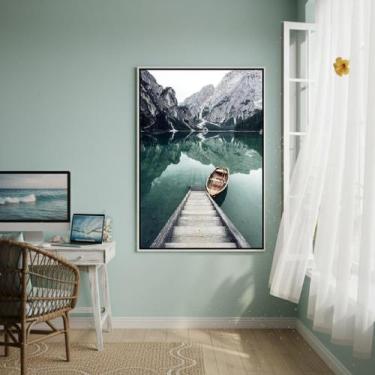 Imagem de Quadro Decorativo Bote No Lago 70X50Cm Mold Preta - Quadros On-Line