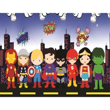 Imagem de Fundo Fotográfico Em Tecido Super Heróis Baby 2,60X1,50