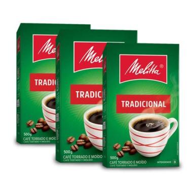 Imagem de Café Moído Melitta Tradicional À Vácuo Kit 3 Caixas De 500G