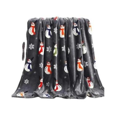 Imagem de Manta De Natal Quente E Macia De Pelúcia Para Inverno, Com Estampa De 
