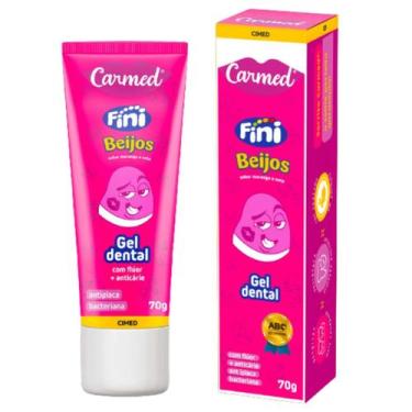 Imagem de Gel Dental Beijos Sabor Morango e Nata Fini Carmed Cimed 70g