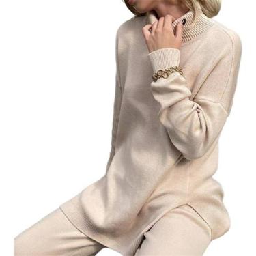 Imagem de Suéter de malha solta de gola alta para mulheres - J-One