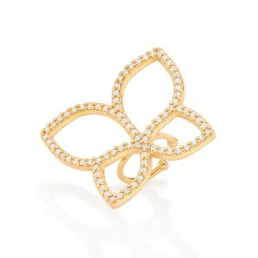 Imagem de Brinco Rommanel Piercing Pressão Borboleta Zircônia 527105, Dourado