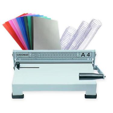 Imagem de Kit Encadernadora + Capas Coloridas + Espirais Cristal 17mm - Cassmar