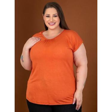 Imagem de Blusa Feminina Plus Size Lisa Manga Curta Elegante Tecido Viscolaycra 