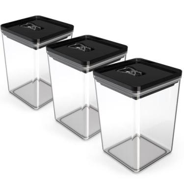 Imagem de Kit Pote Mantimento Hermético 3 Peças de 1,5L Organizador Multiuso Coz