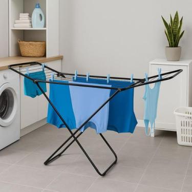 Imagem de Varal De Chão Slim Preto Com Abas Dobráveis - Mor