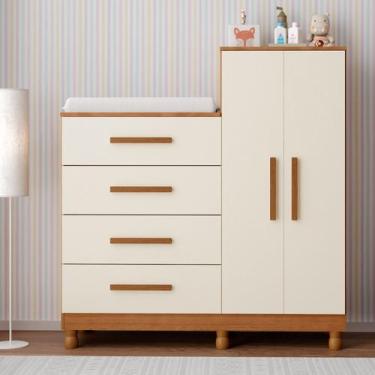 Imagem de Cômoda Roupeiro Isabela Com Colchão Trocador Impermeavel Infantil Cria