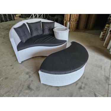 Imagem de Poltrona Chaise Dubai Fibra Sintética Branca Jardim Varanda Área Exter