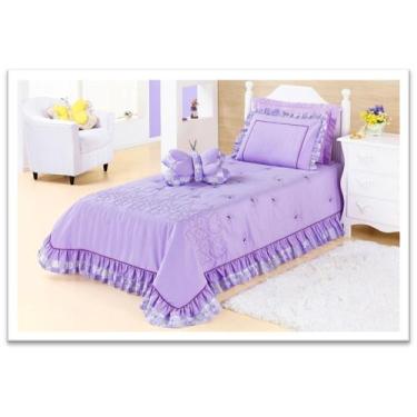 Imagem de Kit Cobre-Leito Jardine Solteiro 3 Peças  Delicadeza e Conforto - Aqua