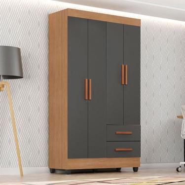 Imagem de Guarda Roupa Solteiro Ambiente Lite 4 Portas Nature Cinza – Móveis Leão
