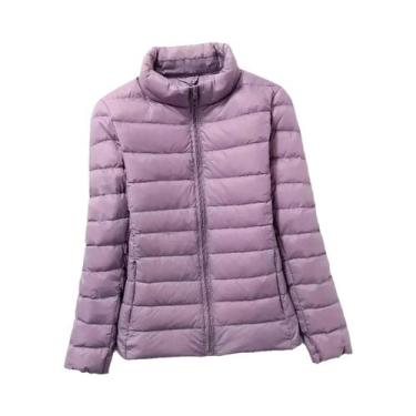 Imagem de Jaqueta Puffer Curta Feminina Com Gola Alta, Leve, Resistente À Água, 
