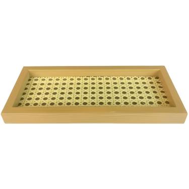 Imagem de Bandeja Decorativa Decor DV80332 para Servir Porções Menores com Detalhe Laçado Que Simula Bordado Delicado Marrom