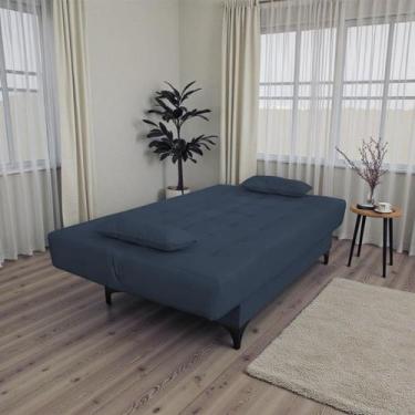 Imagem de Sofá Bicama Casal 2 Lugares Lais Suede 1,80m Azul - Horizonte Móveis