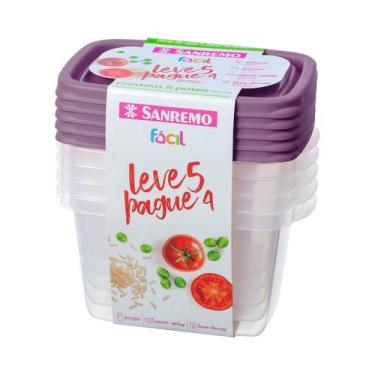 Imagem de Conjunto 5 Potes Plastico Sanremo 580ML - Cores Aleatórias