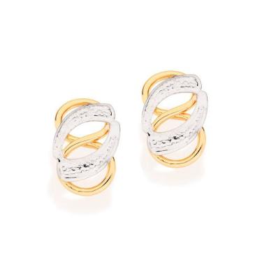 Imagem de Brinco Formato Oito Com Aplicacao De Rhodium. - Rommanel Cor:Dourado, 