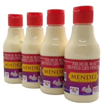 Imagem de Kit Molho de Alho Mendez 215ml 04 Cremoso com Pimenta