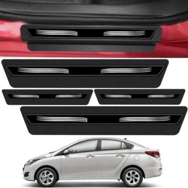 Imagem de Jogo 8 Peças Soleira Porta Hb20s 2013 a 2021 Adesivo Preta - TTs Distr