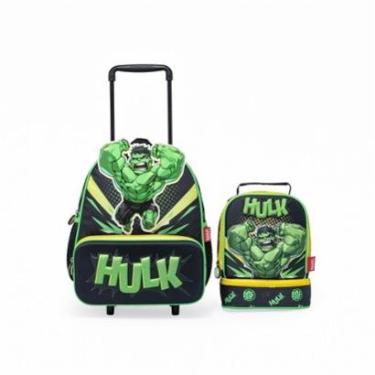 Imagem de Kit Mochila Lancheira Hulk Masculino Infantil Escolar Marvel-Masculino