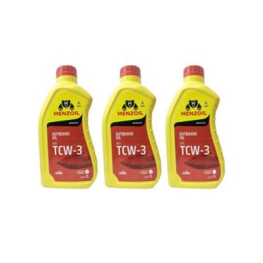 Imagem de Óleo Náutico Menzoil TCW3 2 Tempos Todos Motores de Popa Kit Com 3 lit