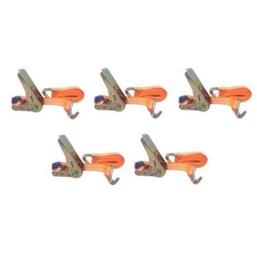 Imagem de Kit 5 Catraca + 5 Cinta Amarração 800kg 4,6m 25mm Rabicho J - OMEGA