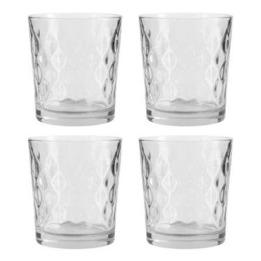 Imagem de Jogo 4 Copo De Vidro Transparente Para Whisky Diamond 360ml Em Casa Te