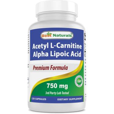 Imagem de Suplemento Best Naturals Acetil L-Carnitina e Ácido Alfa Lipóico 750 mg 120 cápsulas-Un...