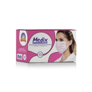 Imagem de Máscara Tripla Descartável com Filtro (BFE =95%) Medix c/50, Rosa