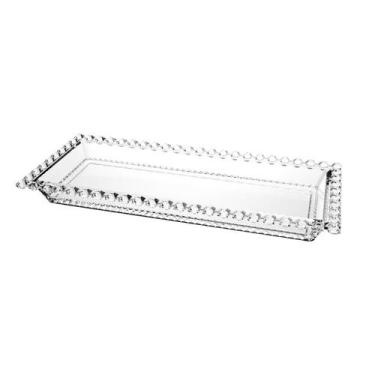 Imagem de Travessa Retangular de Cristal Diamante Vidro Petisqueira Bandeja para